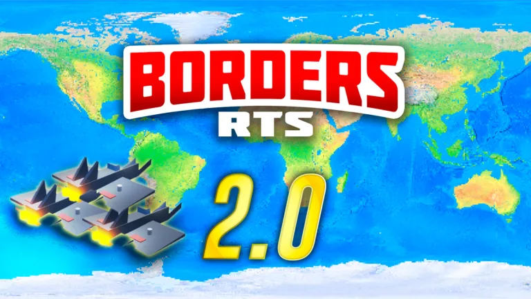 Borders RTS Roblox game thumbnail showing territorial conquest on a world map